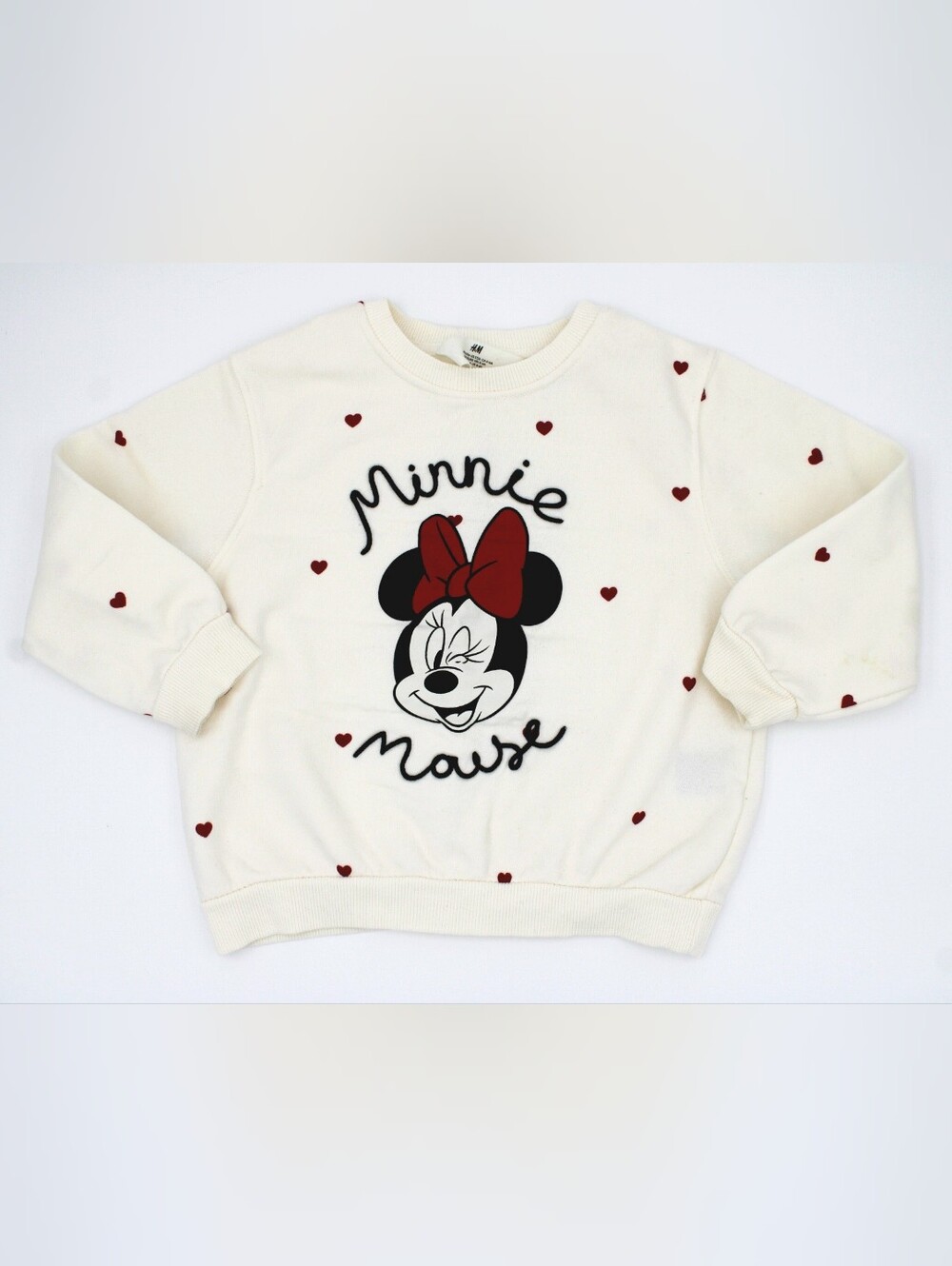 H&M Disney Minnie Mouse Sweatshirt Cream Red Black 5T/6